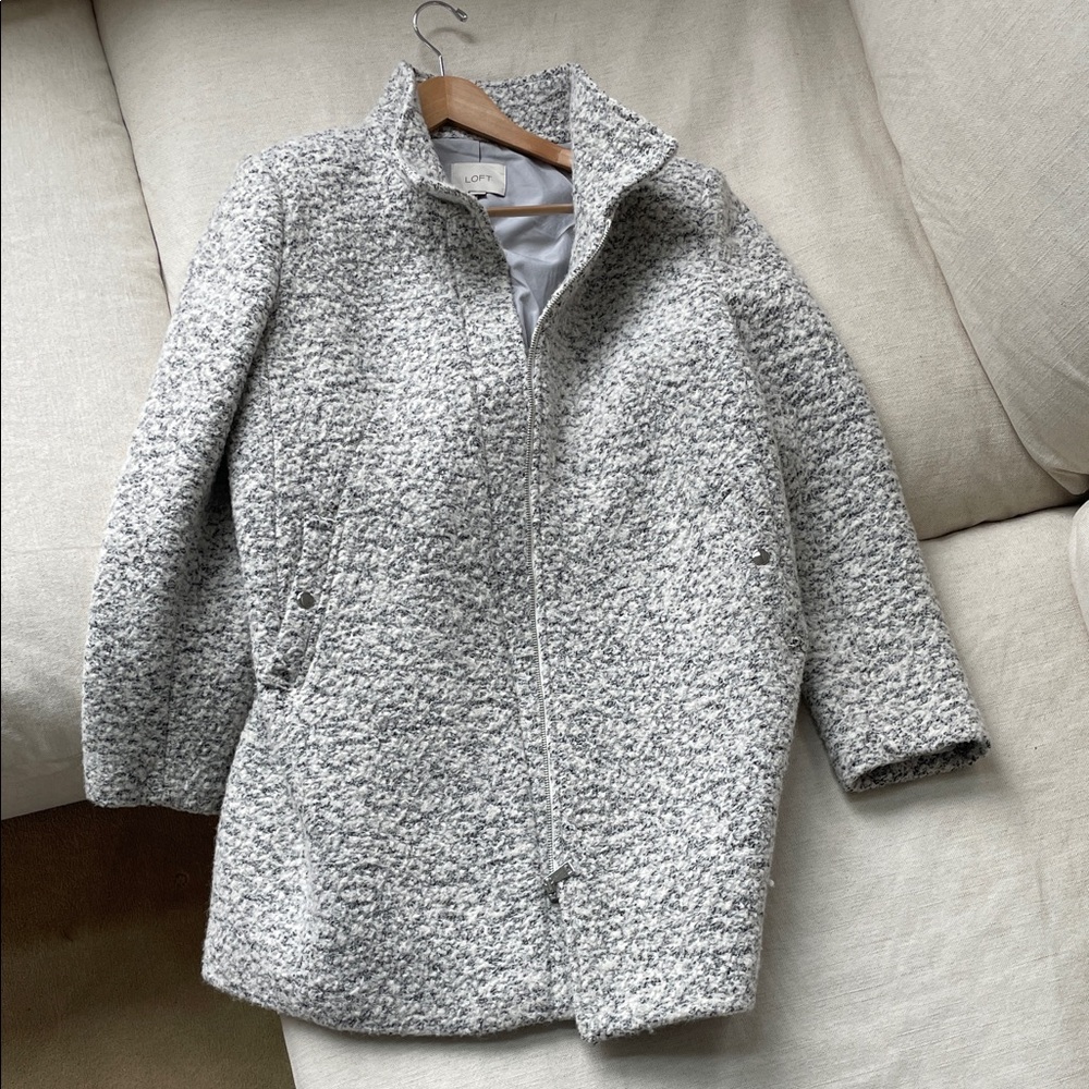 LOFT Women's Textured Gray Trench Coat